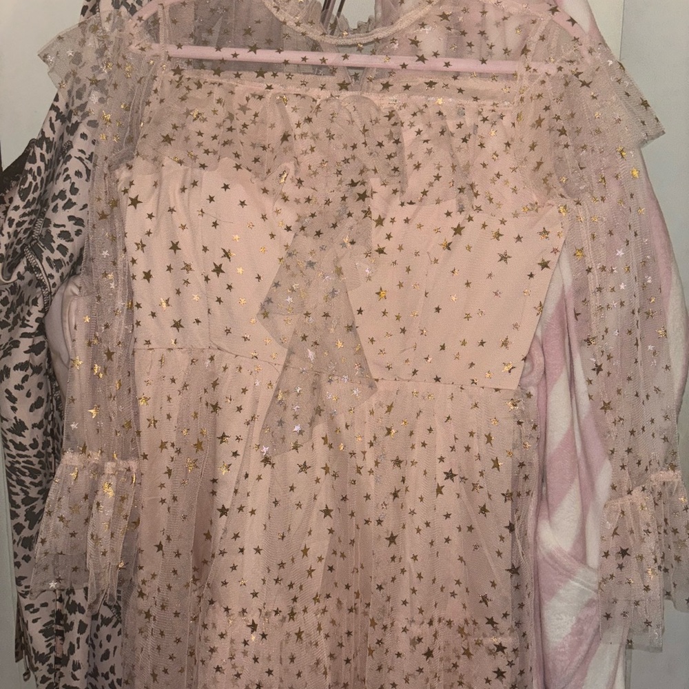 Pink Dress with Gold Star Pattern